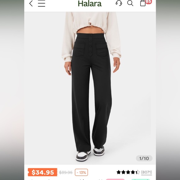 Halara High Waisted Button Multiple Pockets Straight Leg Casual Pants NEW!!!🖤 - Picture 11 of 16